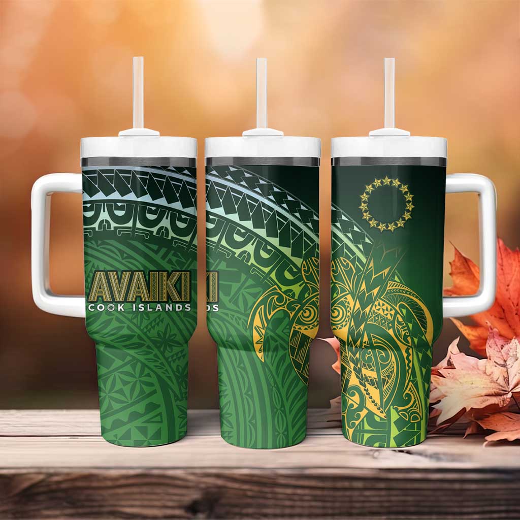 Cook Islands Rugby Kuki Avaiki Tumbler With Handle Tribal Turtle LT7 - Polynesian Pride