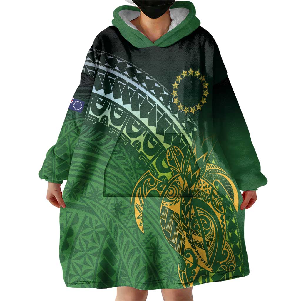 Cook Islands Rugby Kuki Avaiki Wearable Blanket Hoodie Tribal Turtle LT7 - Polynesian Pride