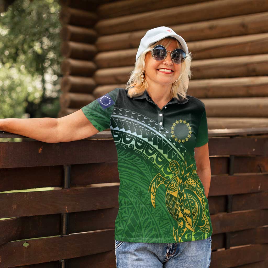 Cook Islands Rugby Kuki Avaiki Women Polo Shirt Tribal Turtle LT7 - Polynesian Pride