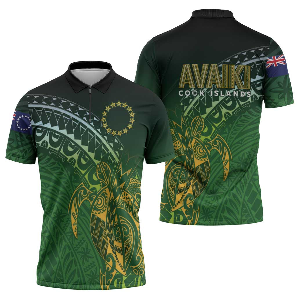 Cook Islands Rugby Kuki Avaiki Zipper Polo Shirt Tribal Turtle LT7 - Polynesian Pride