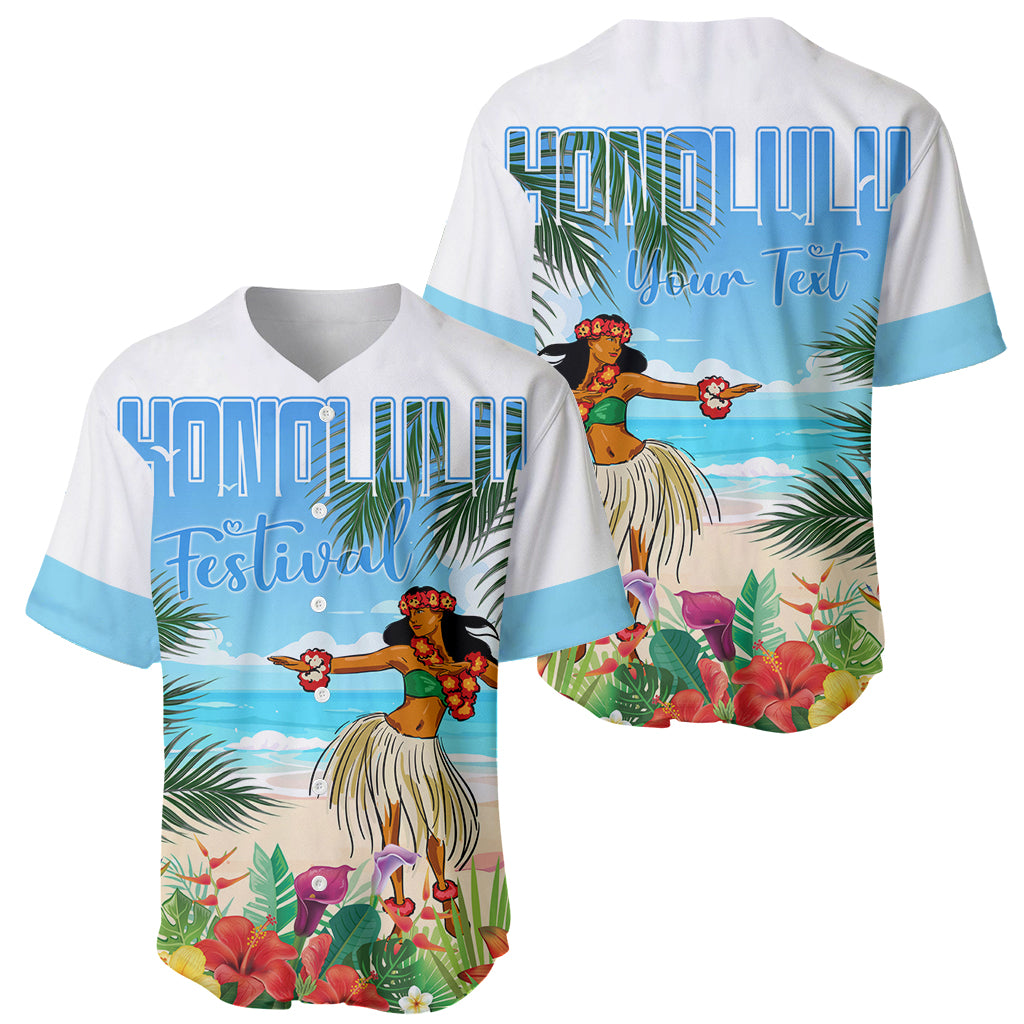 Personalised Hawaii Hula Girl Baseball Jersey Honolulu Festival LT7 - Polynesian Pride