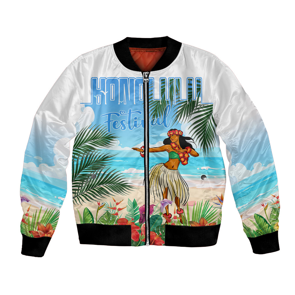 Personalised Hawaii Hula Girl Bomber Jacket Honolulu Festival LT7 Unisex Art - Polynesian Pride