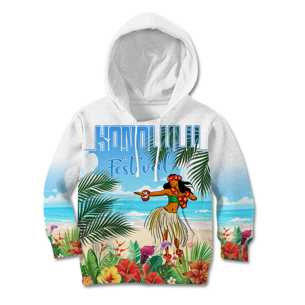 Personalised Hawaii Hula Girl Kid Hoodie Honolulu Festival LT7 Hoodie Art - Polynesian Pride