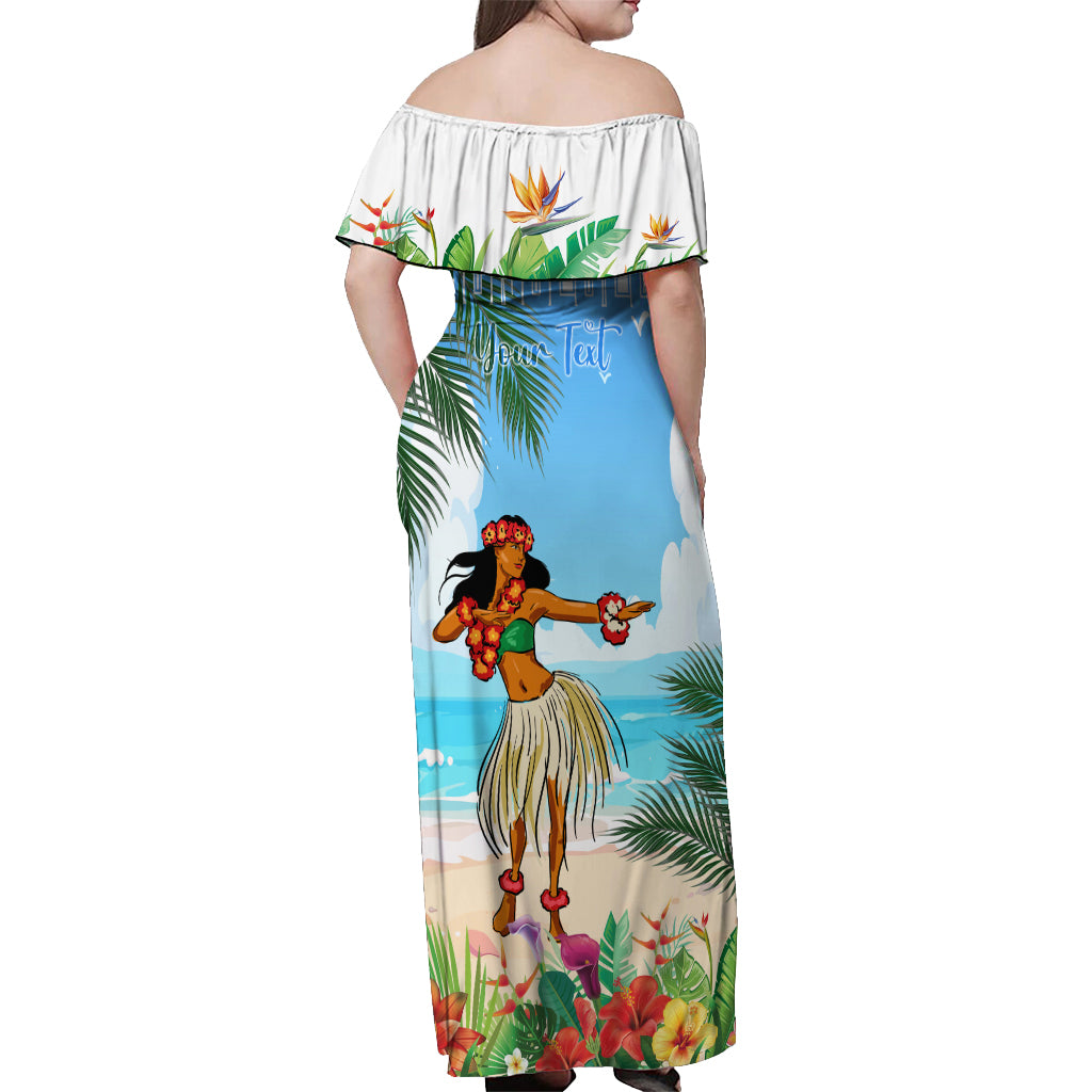 Personalised Hawaii Hula Girl Off Shoulder Maxi Dress Honolulu Festival LT7 - Polynesian Pride