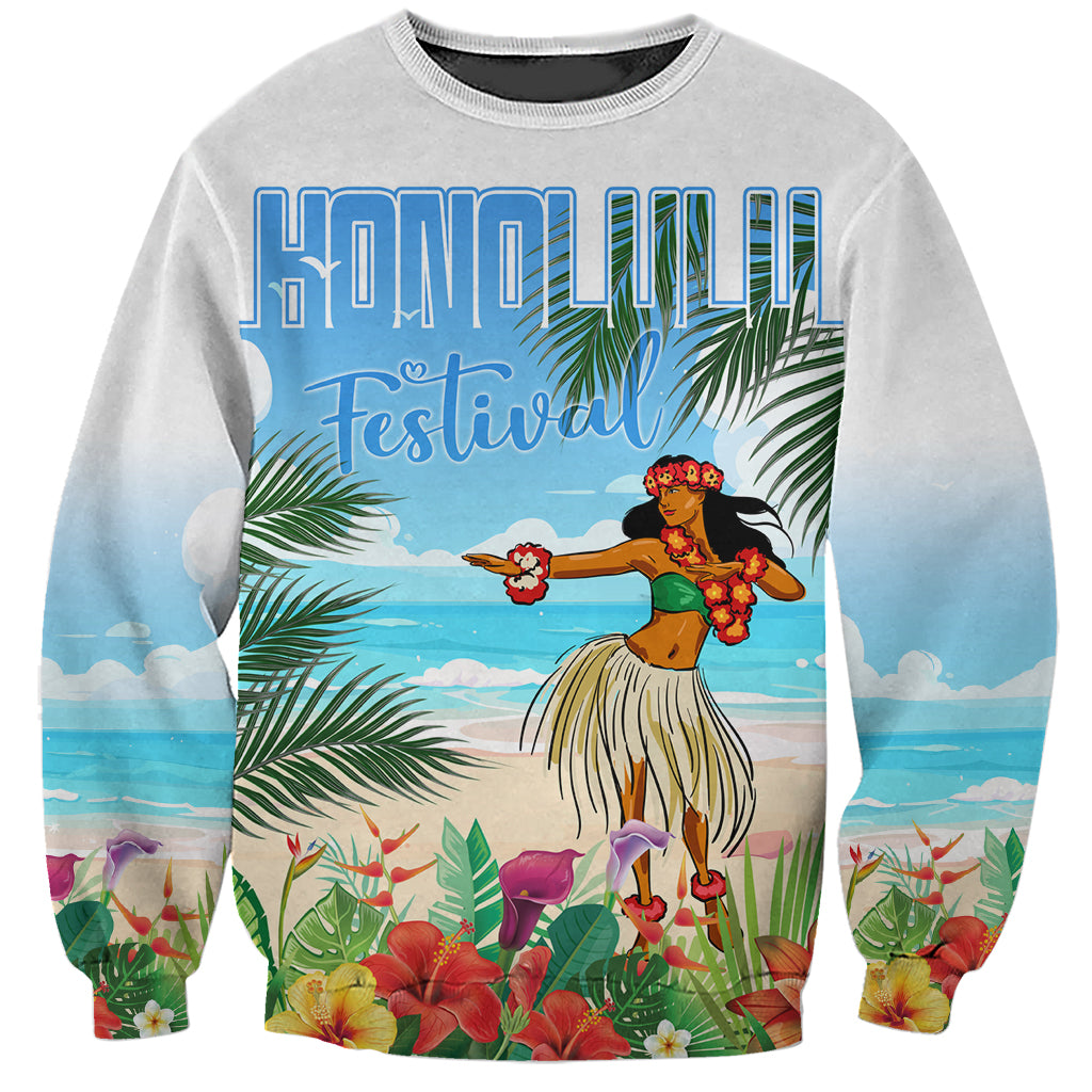Personalised Hawaii Hula Girl Sweatshirt Honolulu Festival LT7 Unisex Art - Polynesian Pride