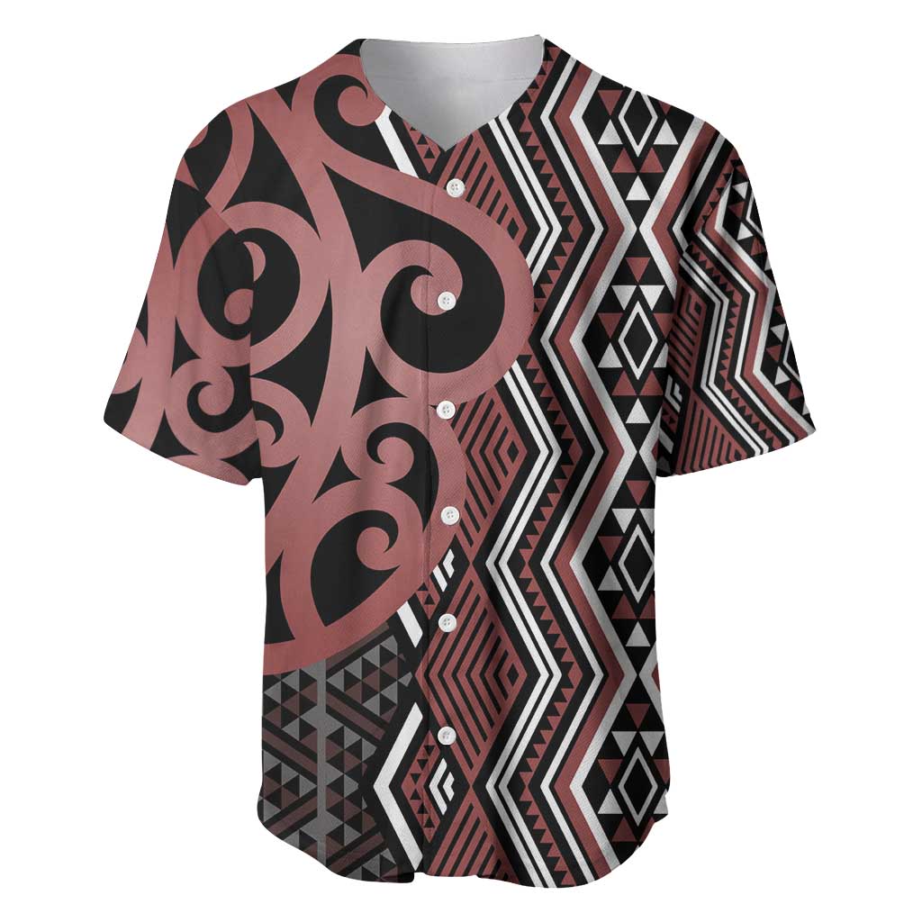 Maori Taniko Patterns Baseball Jersey Brown Patiki Motifs Mix Whakairo Ngaru LT7 Brown - Polynesian Pride