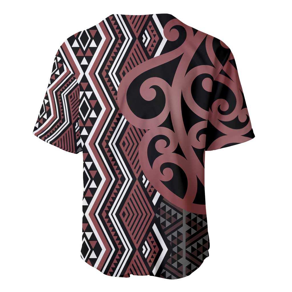 Maori Taniko Patterns Baseball Jersey Brown Patiki Motifs Mix Whakairo Ngaru LT7 - Polynesian Pride