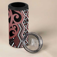 Maori Taniko Patterns 4 in 1 Can Cooler Tumbler Brown Patiki Motifs Mix Whakairo Ngaru