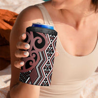 Maori Taniko Patterns 4 in 1 Can Cooler Tumbler Brown Patiki Motifs Mix Whakairo Ngaru