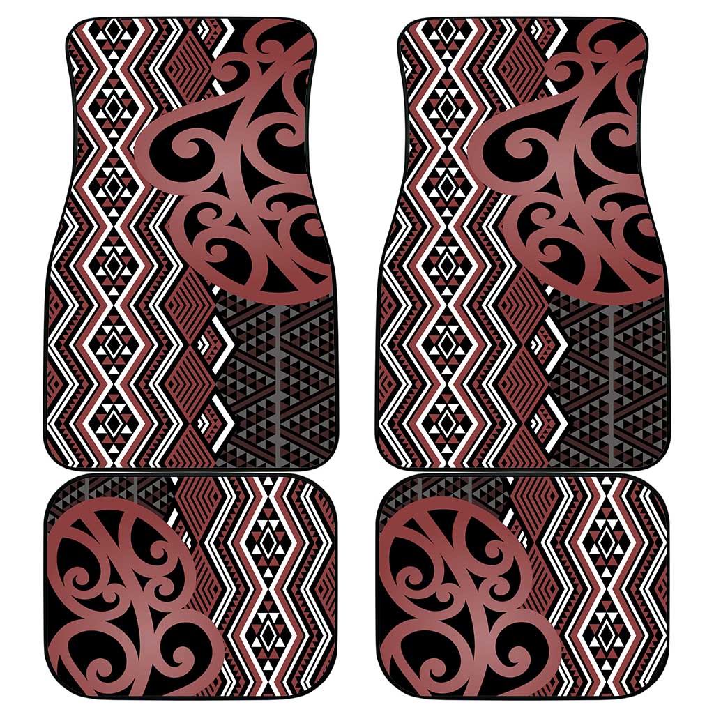 Maori Taniko Patterns Car Mats Brown Patiki Motifs Mix Whakairo Ngaru