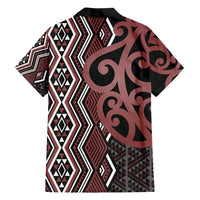 Maori Taniko Patterns Family Matching Puletasi and Hawaiian Shirt Brown Patiki Motifs Mix Whakairo Ngaru
