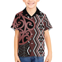 Maori Taniko Patterns Family Matching Puletasi and Hawaiian Shirt Brown Patiki Motifs Mix Whakairo Ngaru
