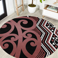 Maori Taniko Patterns Round Carpet Brown Patiki Motifs Mix Whakairo Ngaru LT7 Brown - Polynesian Pride