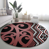 Maori Taniko Patterns Round Carpet Brown Patiki Motifs Mix Whakairo Ngaru LT7 - Polynesian Pride