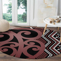 Maori Taniko Patterns Round Carpet Brown Patiki Motifs Mix Whakairo Ngaru LT7 - Polynesian Pride