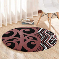 Maori Taniko Patterns Round Carpet Brown Patiki Motifs Mix Whakairo Ngaru LT7 - Polynesian Pride