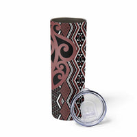 Maori Taniko Patterns Skinny Tumbler Brown Patiki Motifs Mix Whakairo Ngaru
