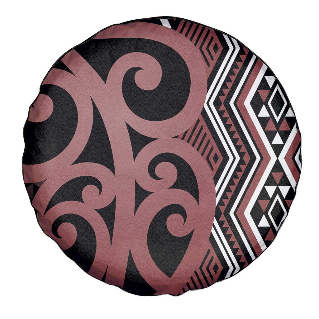 Maori Taniko Patterns Spare Tire Cover Brown Patiki Motifs Mix Whakairo Ngaru