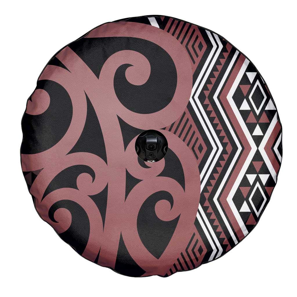 Maori Taniko Patterns Spare Tire Cover Brown Patiki Motifs Mix Whakairo Ngaru