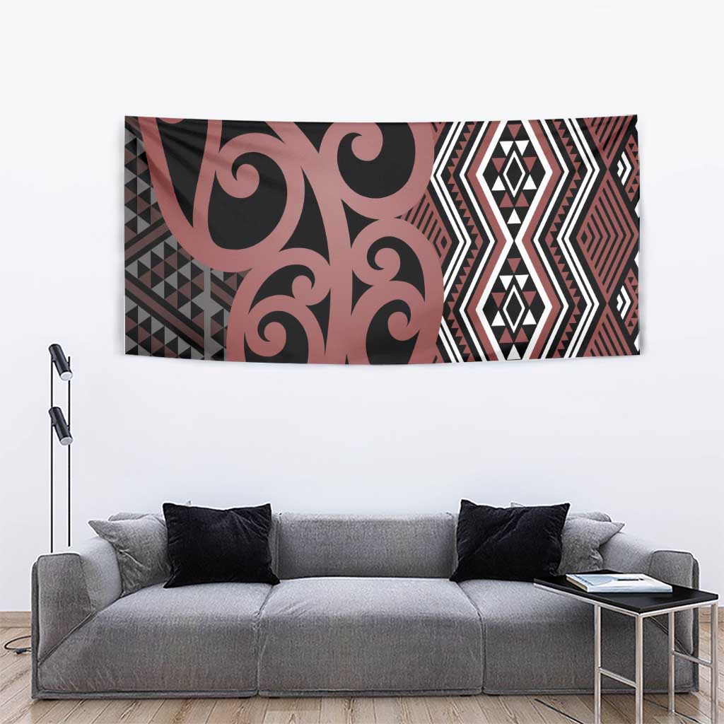 Maori Taniko Patterns Tapestry Brown Patiki Motifs Mix Whakairo Ngaru LT7 - Polynesian Pride
