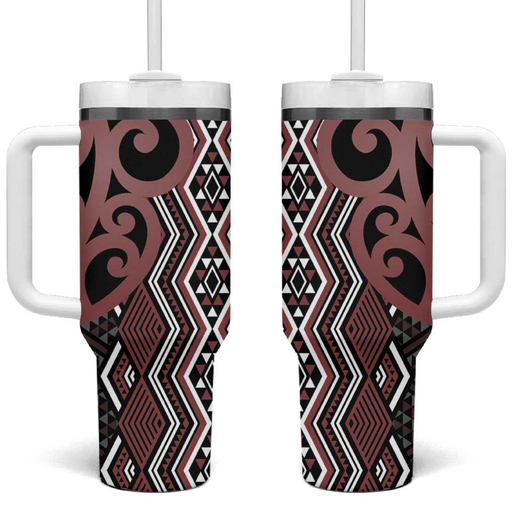 Maori Taniko Patterns Tumbler With Handle Brown Patiki Motifs Mix Whakairo Ngaru
