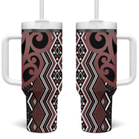 Maori Taniko Patterns Tumbler With Handle Brown Patiki Motifs Mix Whakairo Ngaru