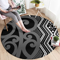 Maori Taniko Patterns Round Carpet Black Patiki Motifs Mix Whakairo Ngaru LT7 - Polynesian Pride