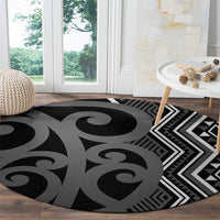 Maori Taniko Patterns Round Carpet Black Patiki Motifs Mix Whakairo Ngaru LT7 - Polynesian Pride