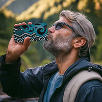 Maori Taniko Patterns 4 in 1 Can Cooler Tumbler Azure Patiki Motifs Mix Whakairo Ngaru