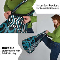 Maori Taniko Patterns Grocery Bag Azure Patiki Motifs Mix Whakairo Ngaru