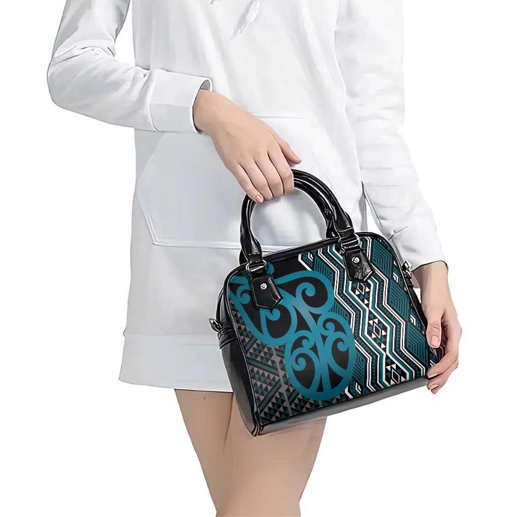 Maori Taniko Patterns Shoulder Handbag Azure Patiki Motifs Mix Whakairo Ngaru