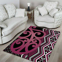 Maori Taniko Patterns Area Rug Pink Patiki Motifs Mix Whakairo Ngaru