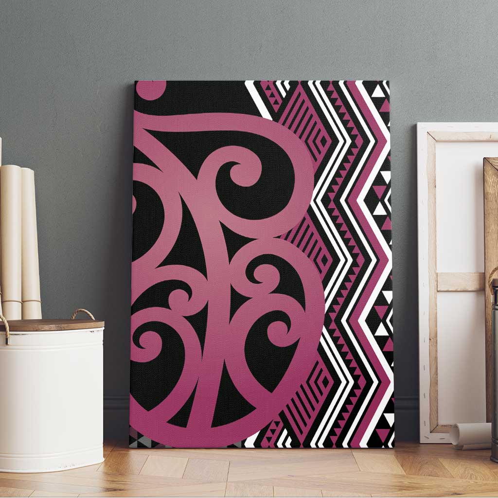 Maori Taniko Patterns Canvas Wall Art Pink Patiki Motifs Mix Whakairo Ngaru