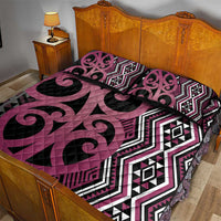 Maori Taniko Patterns Quilt Bed Set Pink Patiki Motifs Mix Whakairo Ngaru