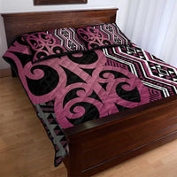 Maori Taniko Patterns Quilt Bed Set Pink Patiki Motifs Mix Whakairo Ngaru