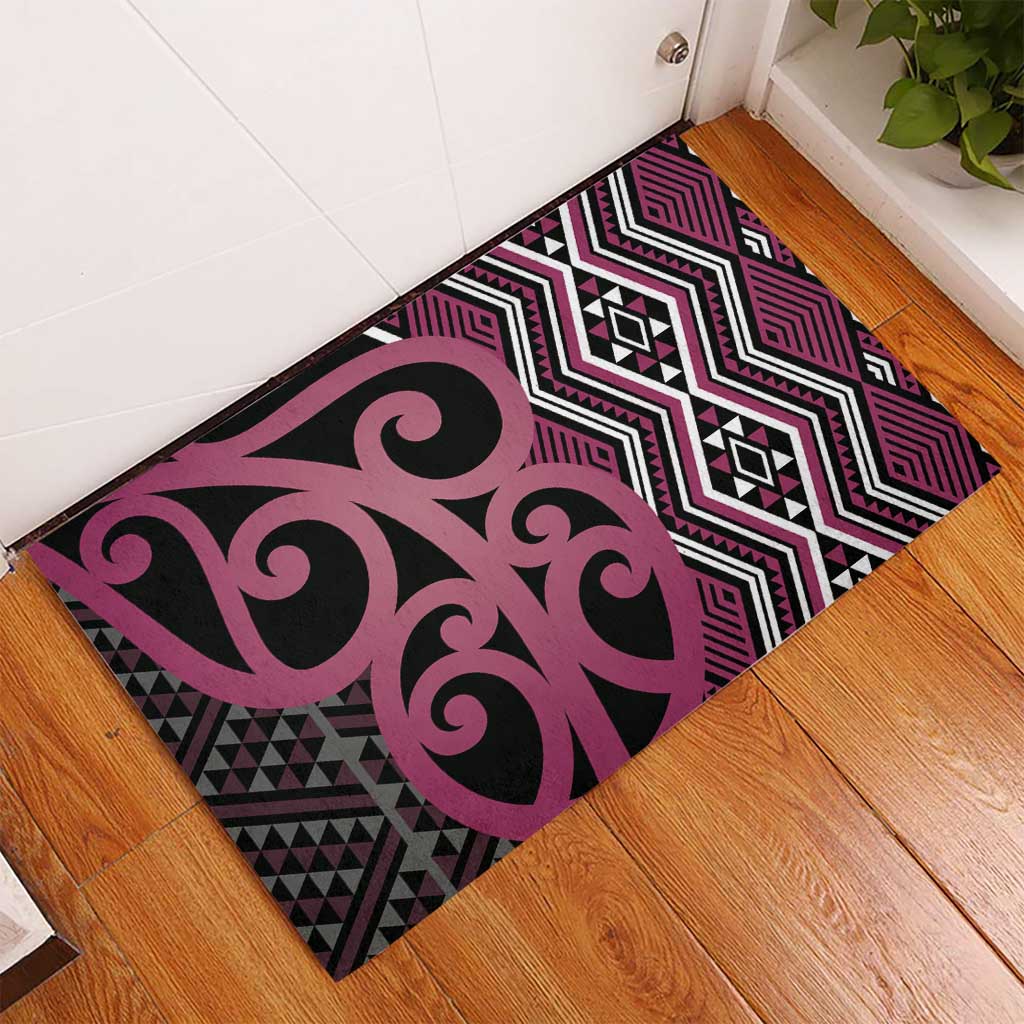 Maori Taniko Patterns Rubber Doormat Pink Patiki Motifs Mix Whakairo Ngaru