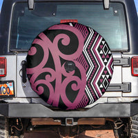 Maori Taniko Patterns Spare Tire Cover Pink Patiki Motifs Mix Whakairo Ngaru