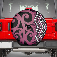 Maori Taniko Patterns Spare Tire Cover Pink Patiki Motifs Mix Whakairo Ngaru
