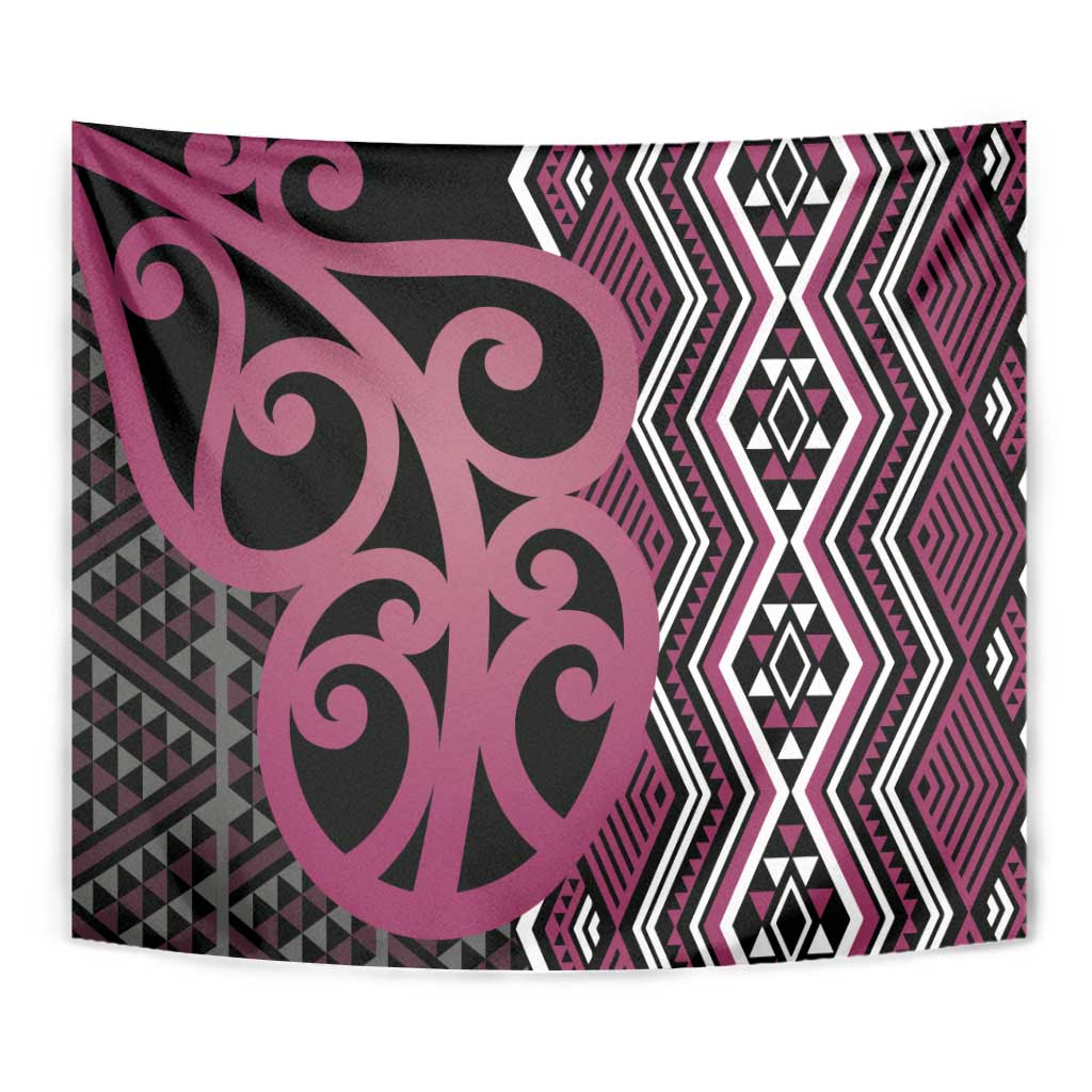 Maori Taniko Patterns Tapestry Pink Patiki Motifs Mix Whakairo Ngaru LT7 - Polynesian Pride