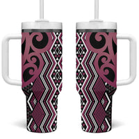 Maori Taniko Patterns Tumbler With Handle Pink Patiki Motifs Mix Whakairo Ngaru
