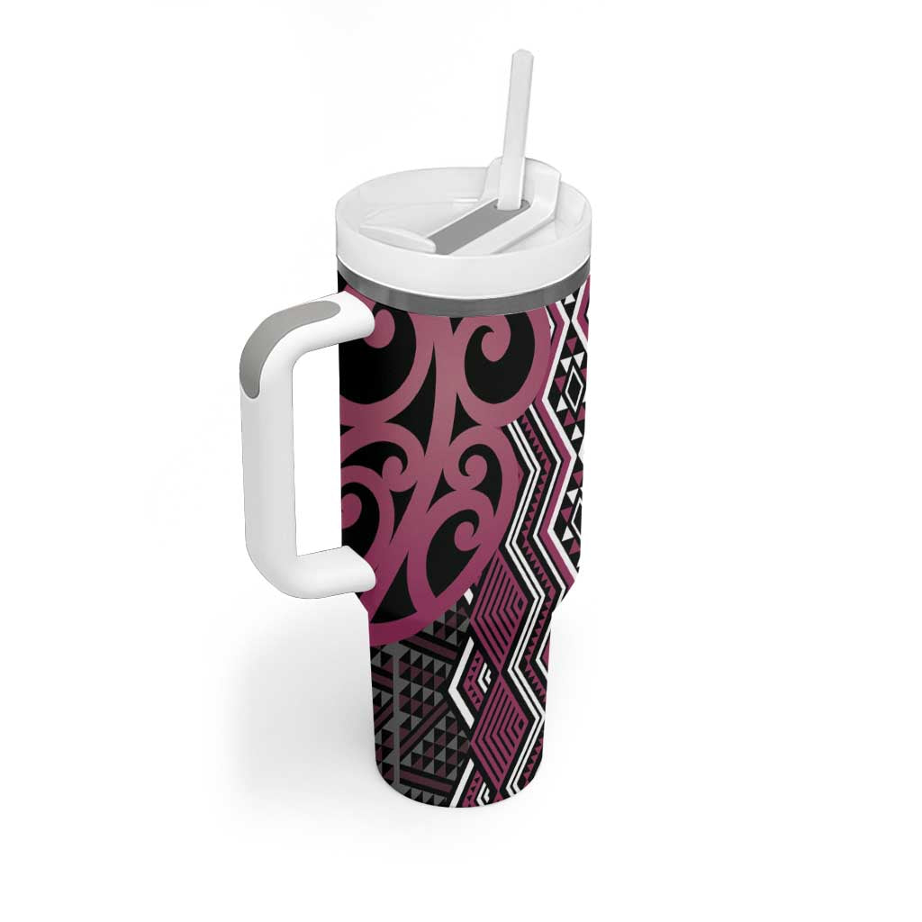 Maori Taniko Patterns Tumbler With Handle Pink Patiki Motifs Mix Whakairo Ngaru
