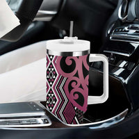 Maori Taniko Patterns Tumbler With Handle Pink Patiki Motifs Mix Whakairo Ngaru