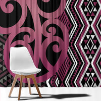 Maori Taniko Patterns Window Curtain Pink Patiki Motifs Mix Whakairo Ngaru