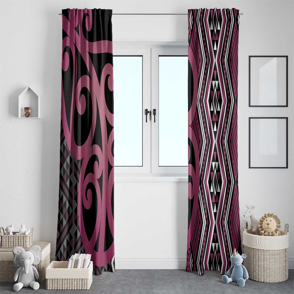 Maori Taniko Patterns Window Curtain Pink Patiki Motifs Mix Whakairo Ngaru