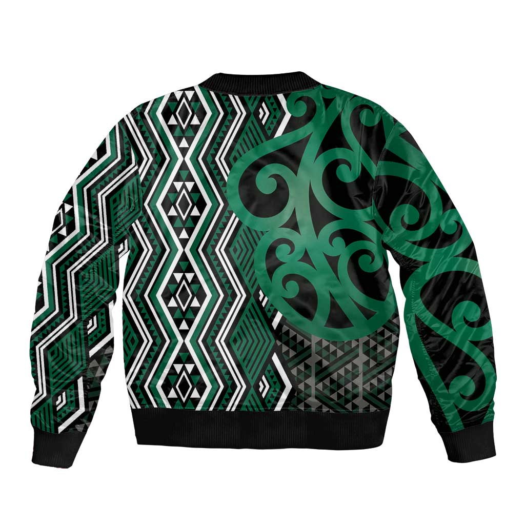 Maori Taniko Patterns Bomber Jacket Pounamu Patiki Motifs Mix Whakairo Ngaru