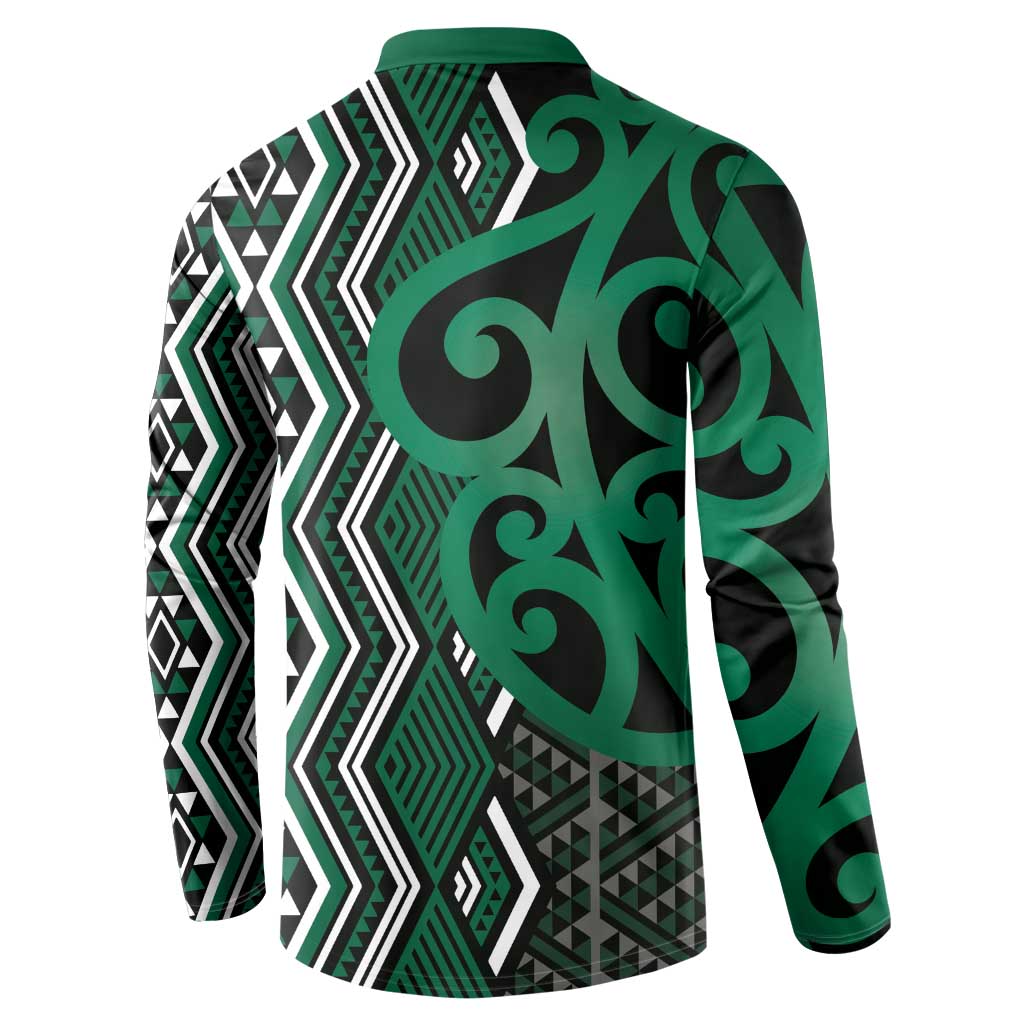 Maori Taniko Patterns Button Sweatshirt Pounamu Patiki Motifs Mix Whakairo Ngaru LT7 - Polynesian Pride
