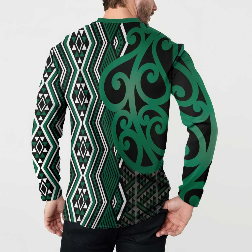 Maori Taniko Patterns Button Sweatshirt Pounamu Patiki Motifs Mix Whakairo Ngaru LT7 - Polynesian Pride