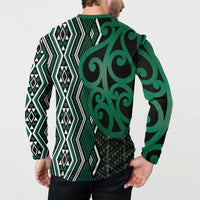 Maori Taniko Patterns Button Sweatshirt Pounamu Patiki Motifs Mix Whakairo Ngaru LT7 - Polynesian Pride