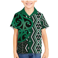 Maori Taniko Patterns Family Matching Mermaid Dress and Hawaiian Shirt Pounamu Patiki Motifs Mix Whakairo Ngaru