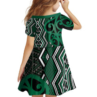 Maori Taniko Patterns Family Matching Off The Shoulder Long Sleeve Dress and Hawaiian Shirt Pounamu Patiki Motifs Mix Whakairo Ngaru